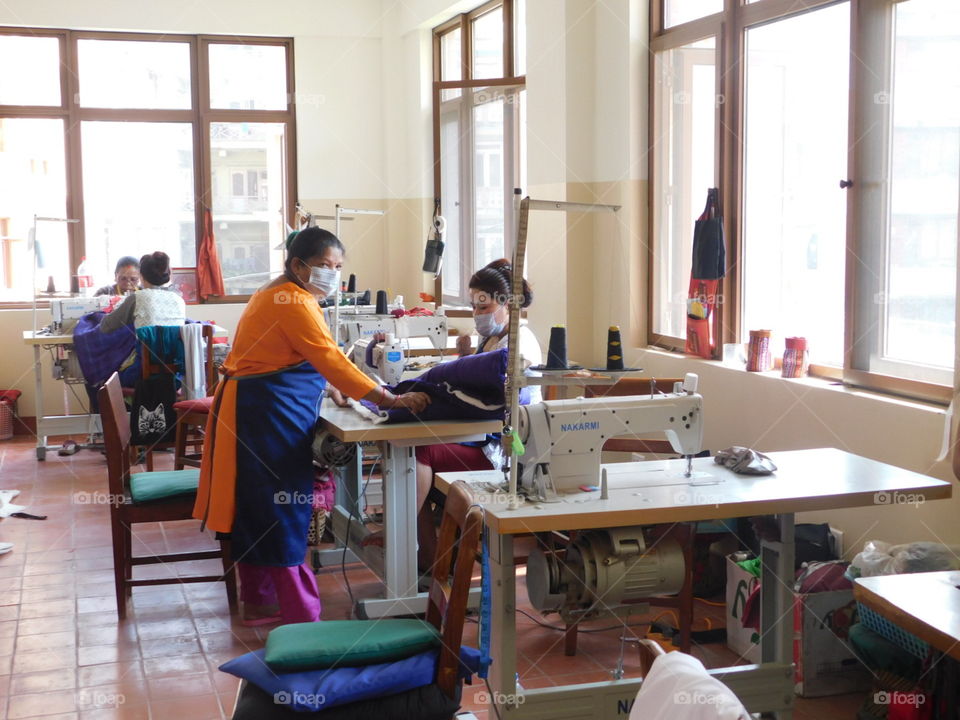 nepal women sewing