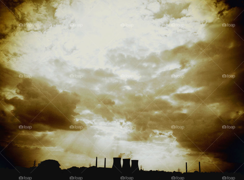 Cooling towers. Power station