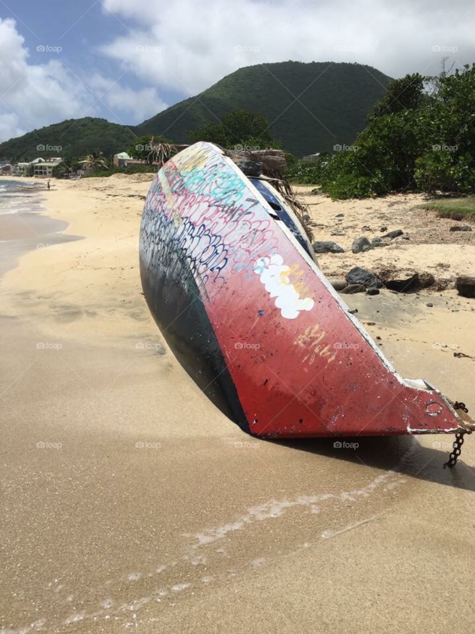 Shipwrecked sailboats in St. Martin
