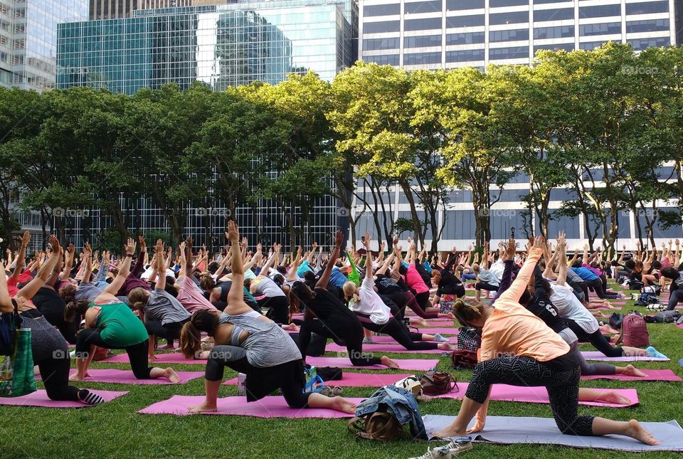 Colorful Summer Yoga in Bryant Park NYC