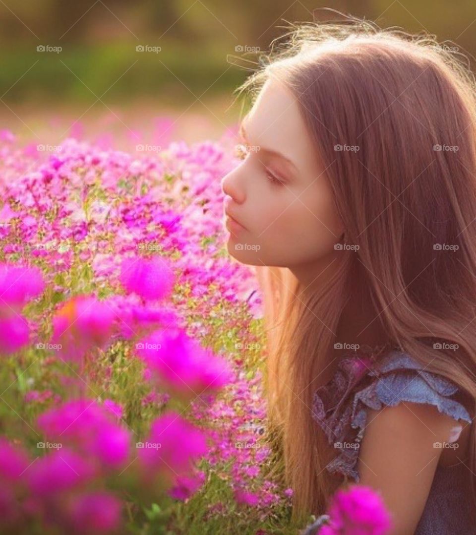 Girl and Flowers