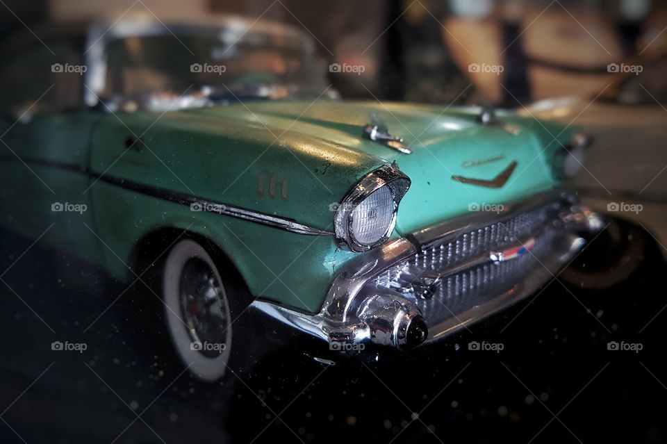 close up of retro toy car Cadillac Eldorado 1956