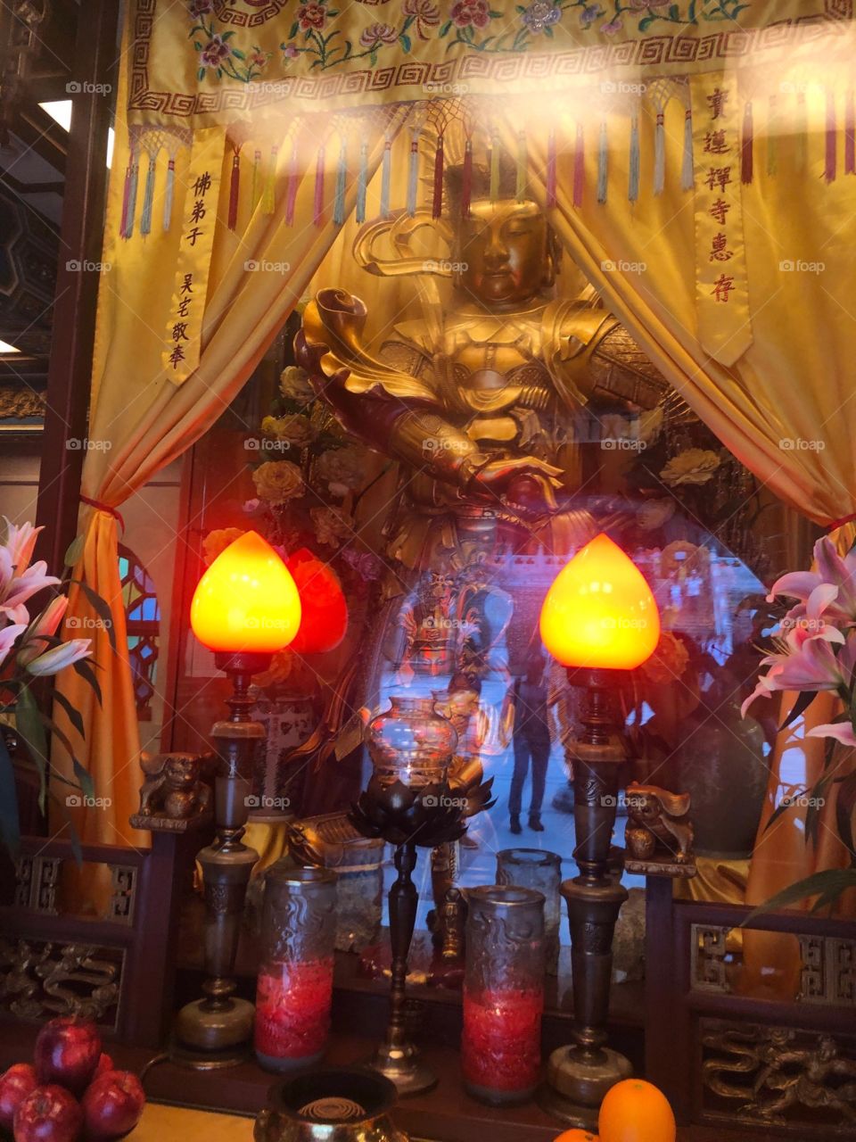 Buddha Shrine. Ngong Ping Village, Po Lin Monastery, Lantau Island, Hong Kong. 