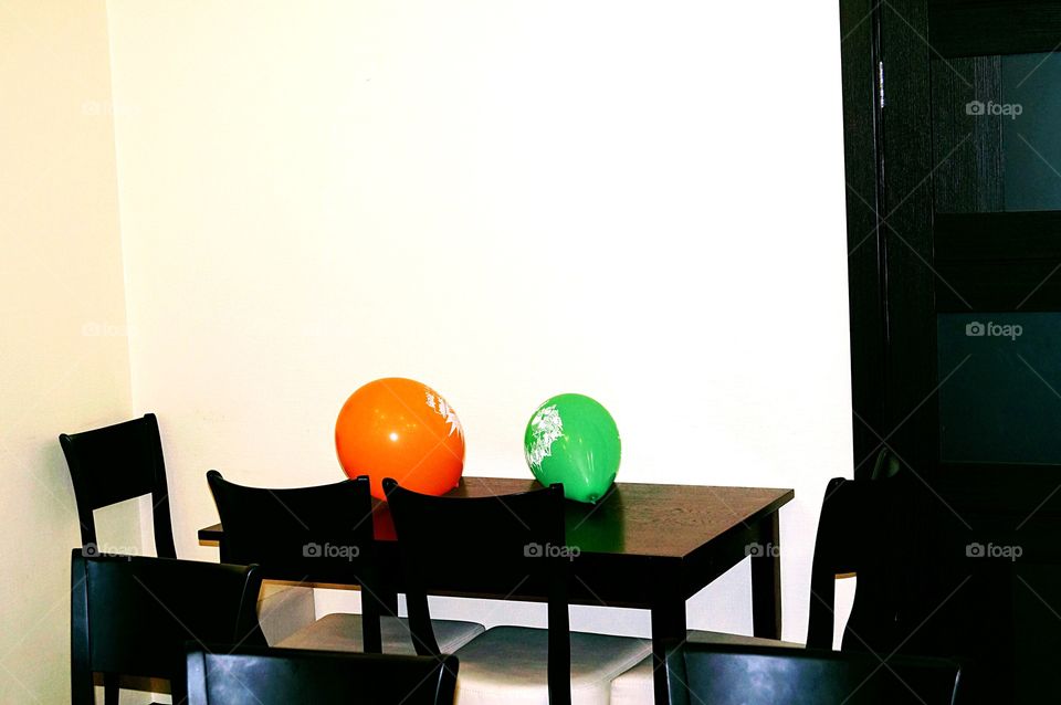 two balloons on the table