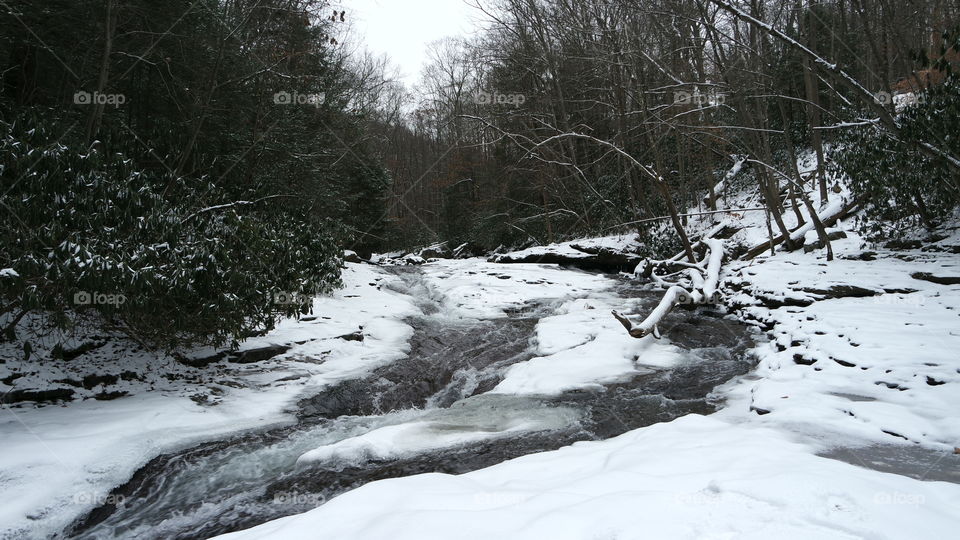 Natural Water Slides Ohiopyle PA winter time
