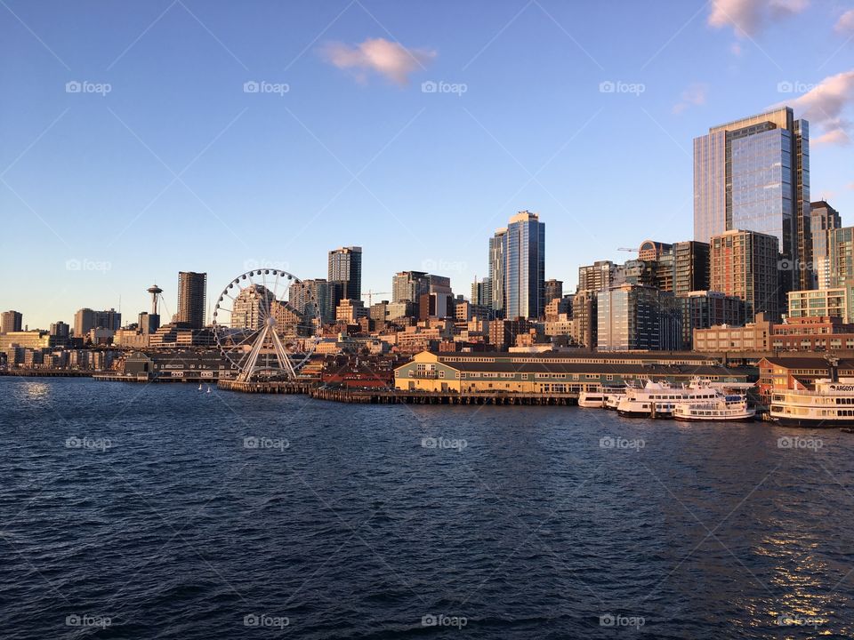 Seattle Great Wheel & Space Needle 