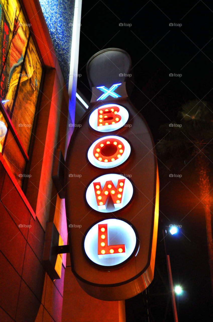 Lucky strike bowling alley in Hollywood California.