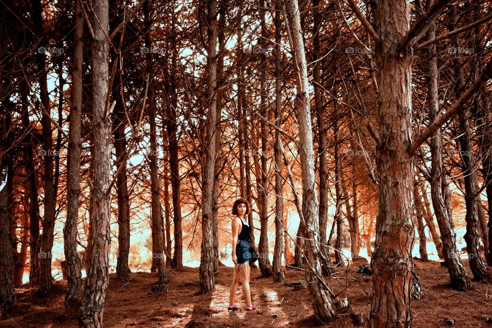 girl in a forest in autumn 