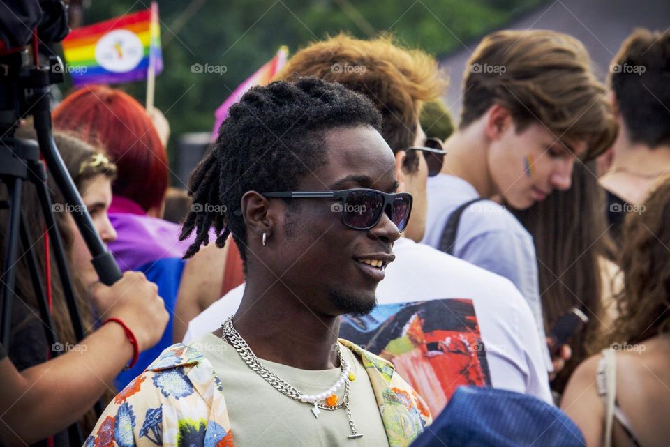 Colorful portrait of people in the crowd