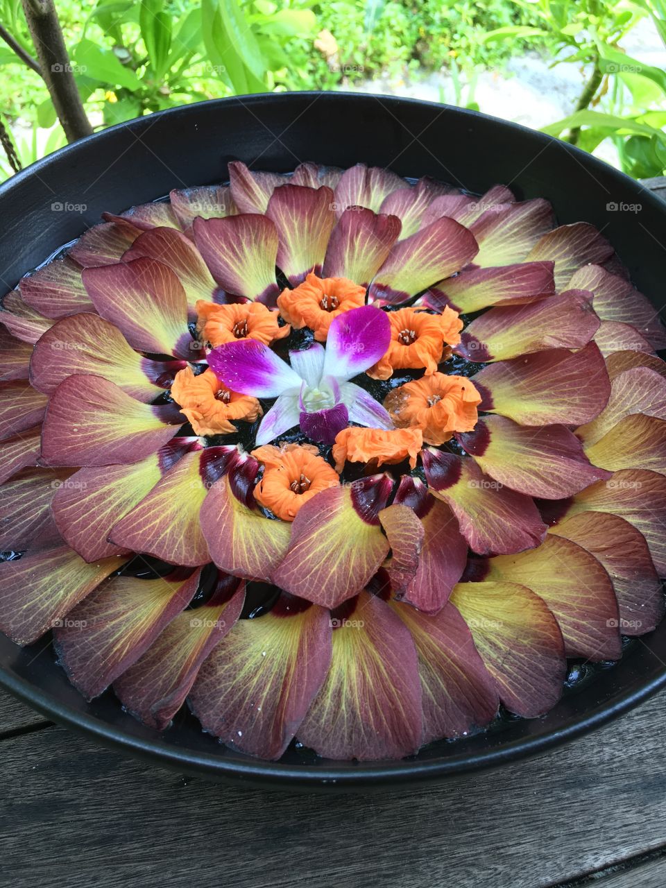 Floating Flower arrangement in a bowl. 