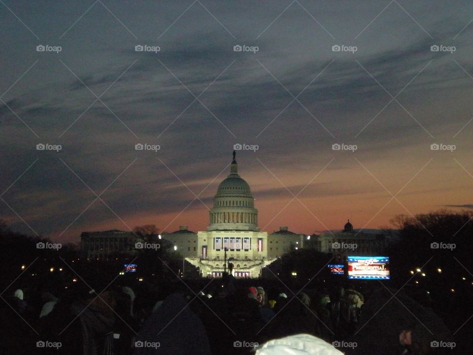 The capitol building for the inauguration of President Barack Obama in 2009