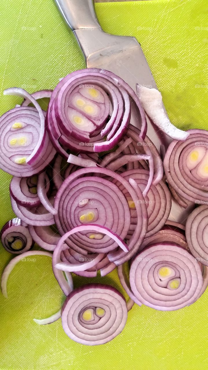 cut red onions