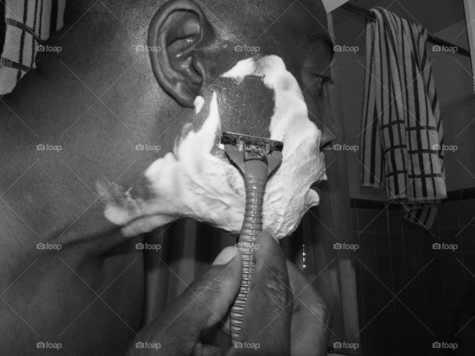 black and white shaving