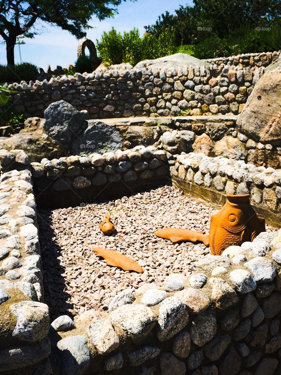 stone fish pond
