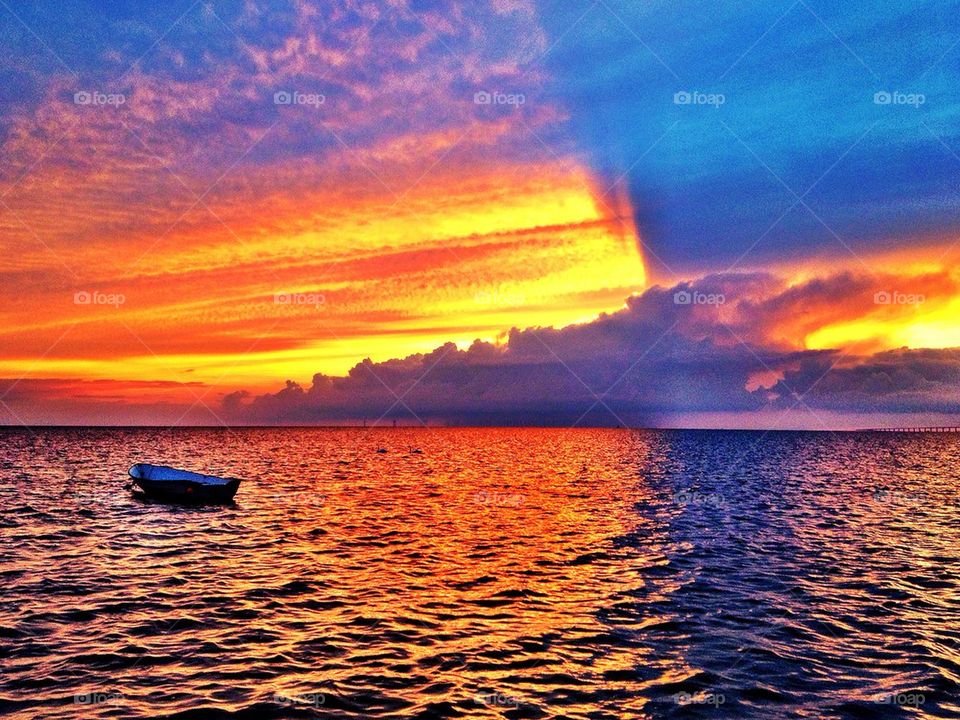 Boat in sunset