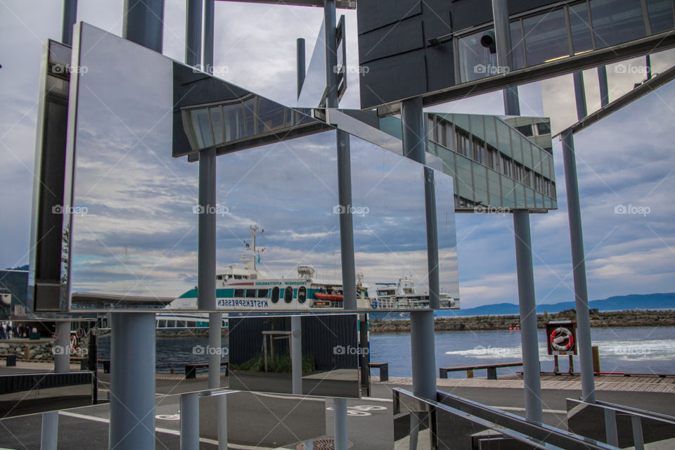 At the modern harbor in Trondheim you will find this art installation of mirrors