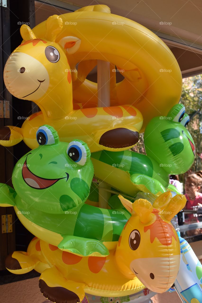 A bunch of pool toys