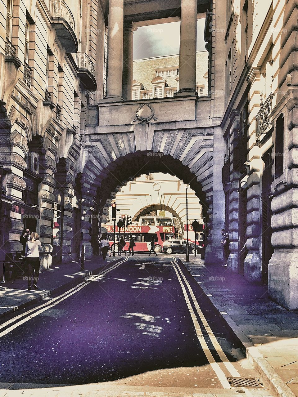 London Archway revealing London bus  . London Archway revealing London bus  