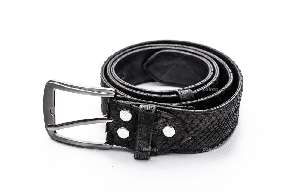 Handmade python leather belt.