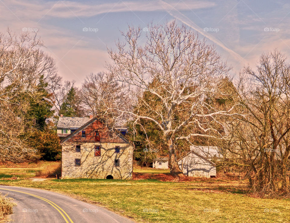 Amish stone mill. Historic Amish stone mill in Lancaster,  PA