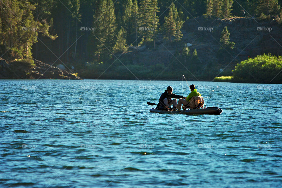 Fishing in boat at the lake