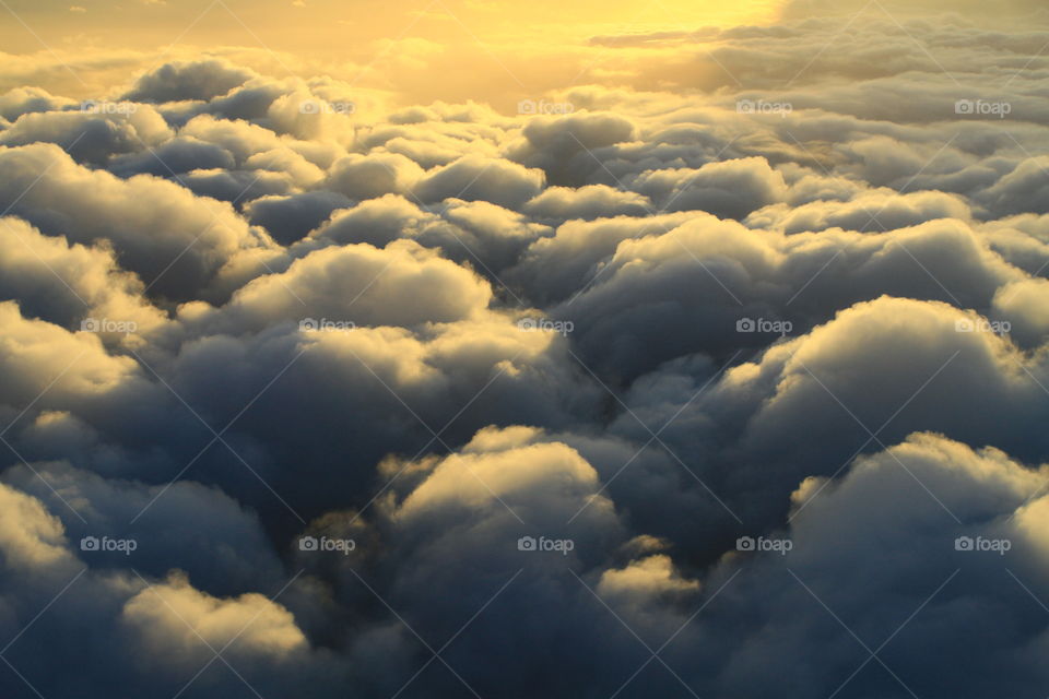High angle view of fluffy clouds