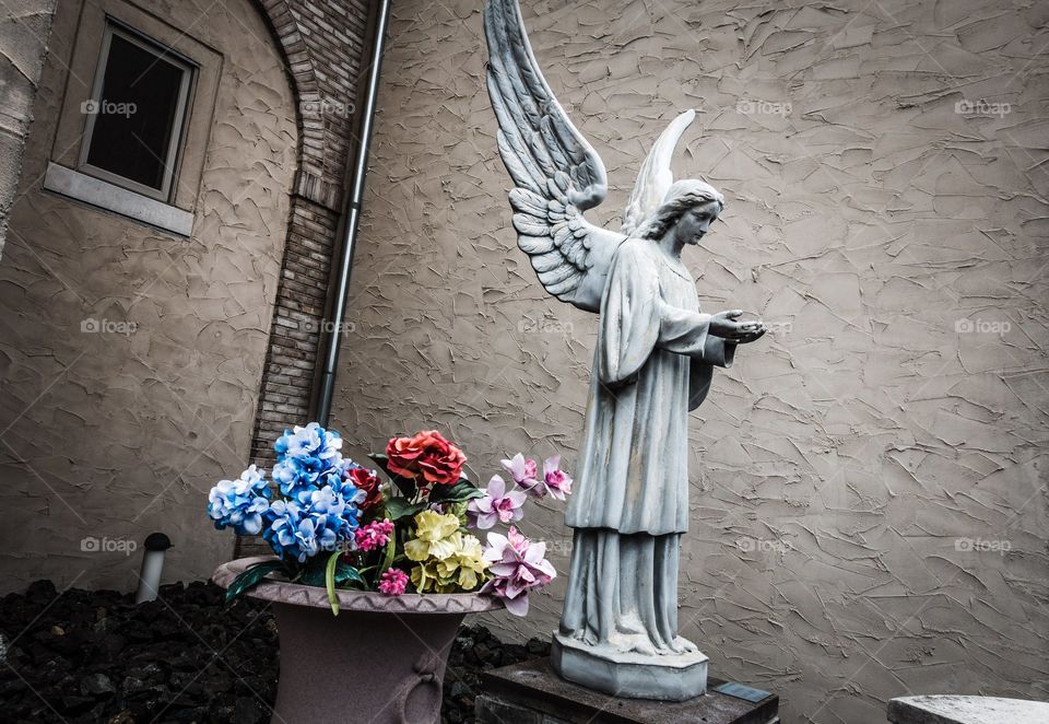 angelic statue at national shrine of padre pio, barto pennsylvania
