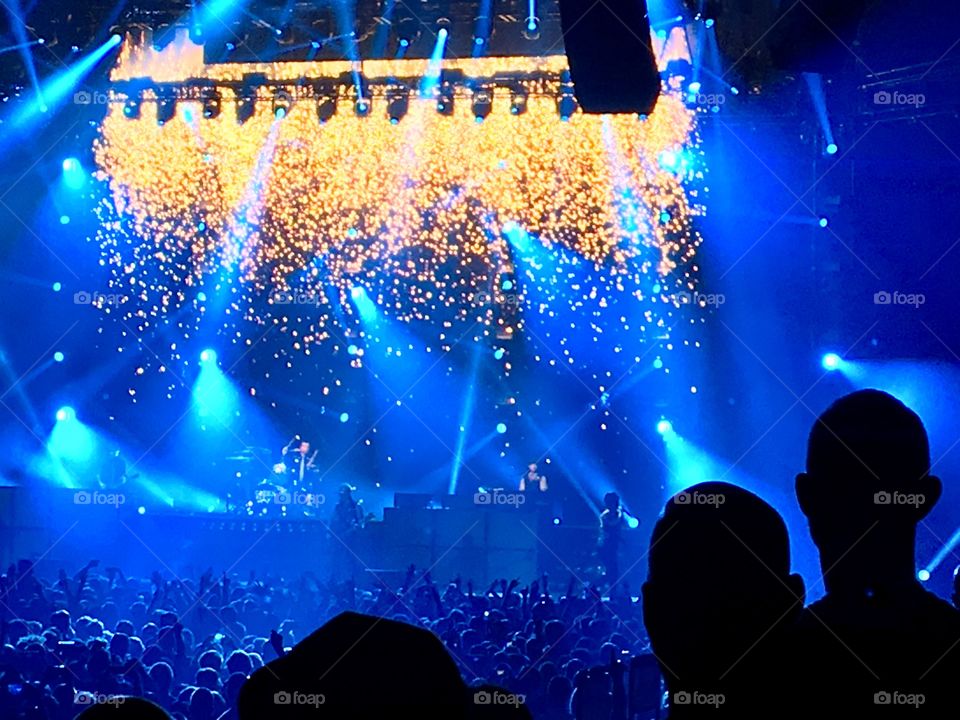 Rock concert with fireworks