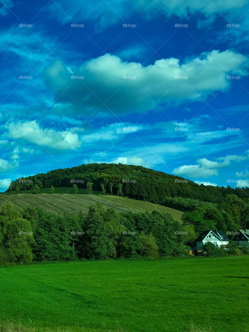 Nature's Canvas: Serene green hills and cloud formations create a symphony of beauty