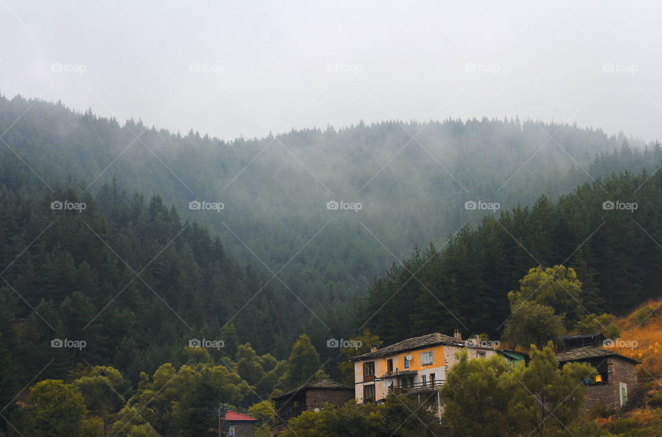 Fog in the mountain village