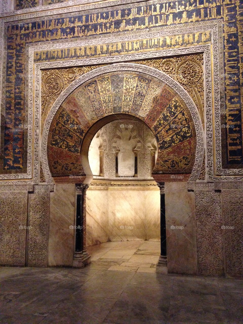 Niche at Córdoba Mosque. Niche indicating the direction of the Qibla in mosque of Córdoba, Spain