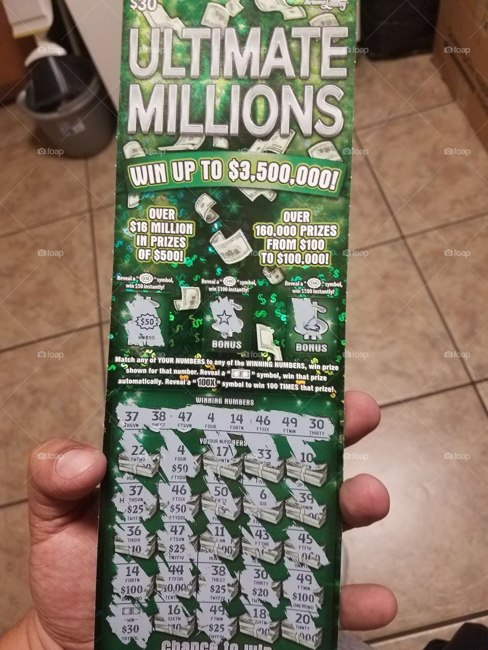 Winning Scratcher lottery