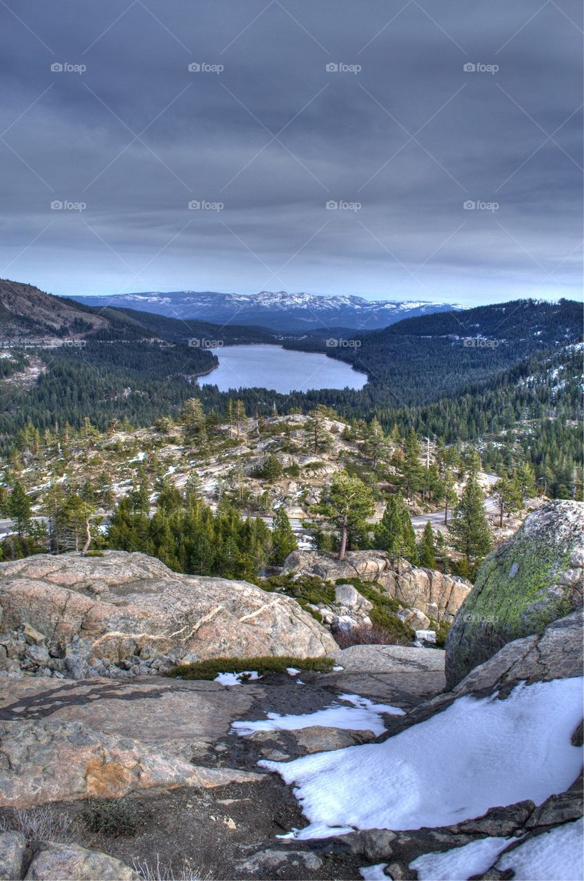 High angle view of donner lake