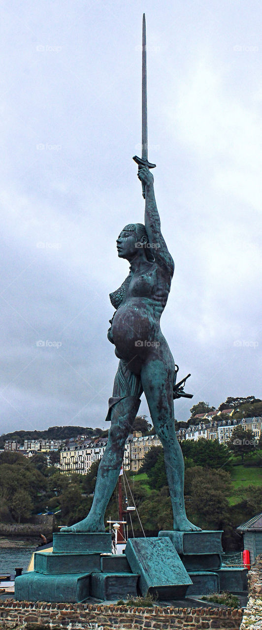 Verity, 66 foot bronze clad statue by Damien Hirst, Ilfracombe harbour