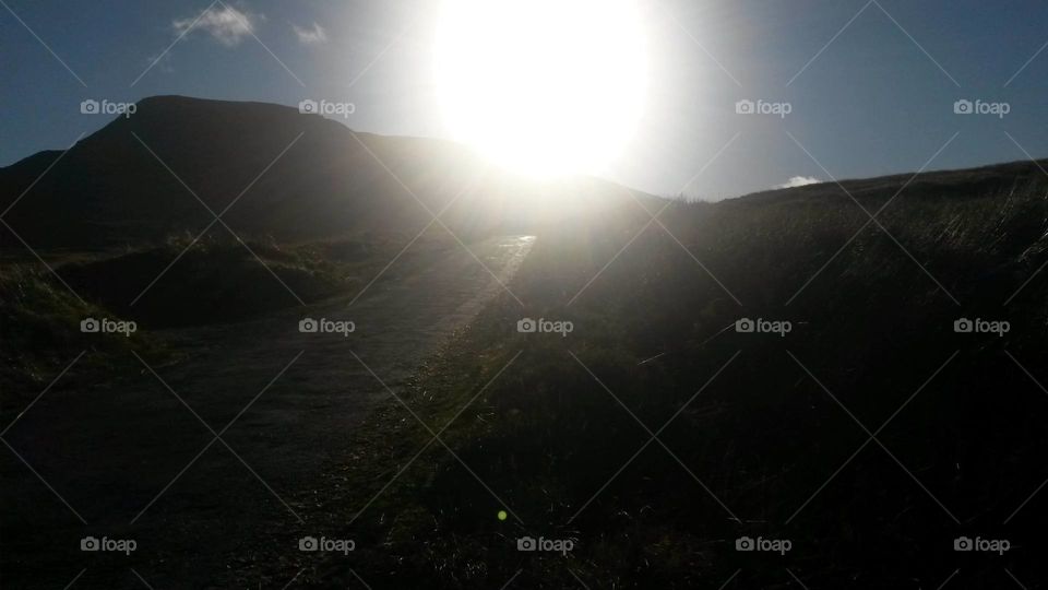 Beautiful Donegal beside the old railway walk at Muckish mountain Burtonport railway walk with autumn sun