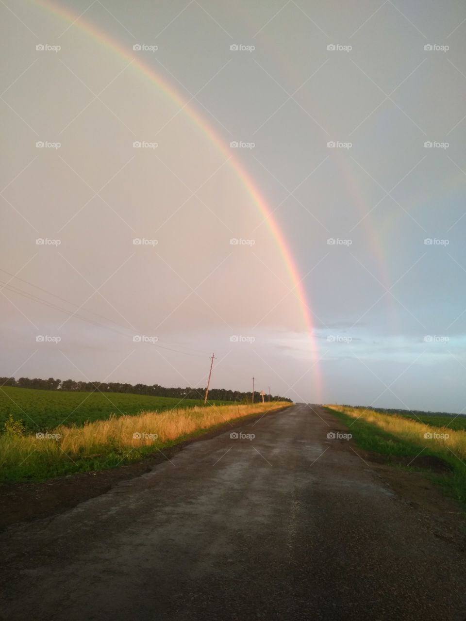 дорога в глубинке Украины харьковская область радуга после дождя поля слева и справа