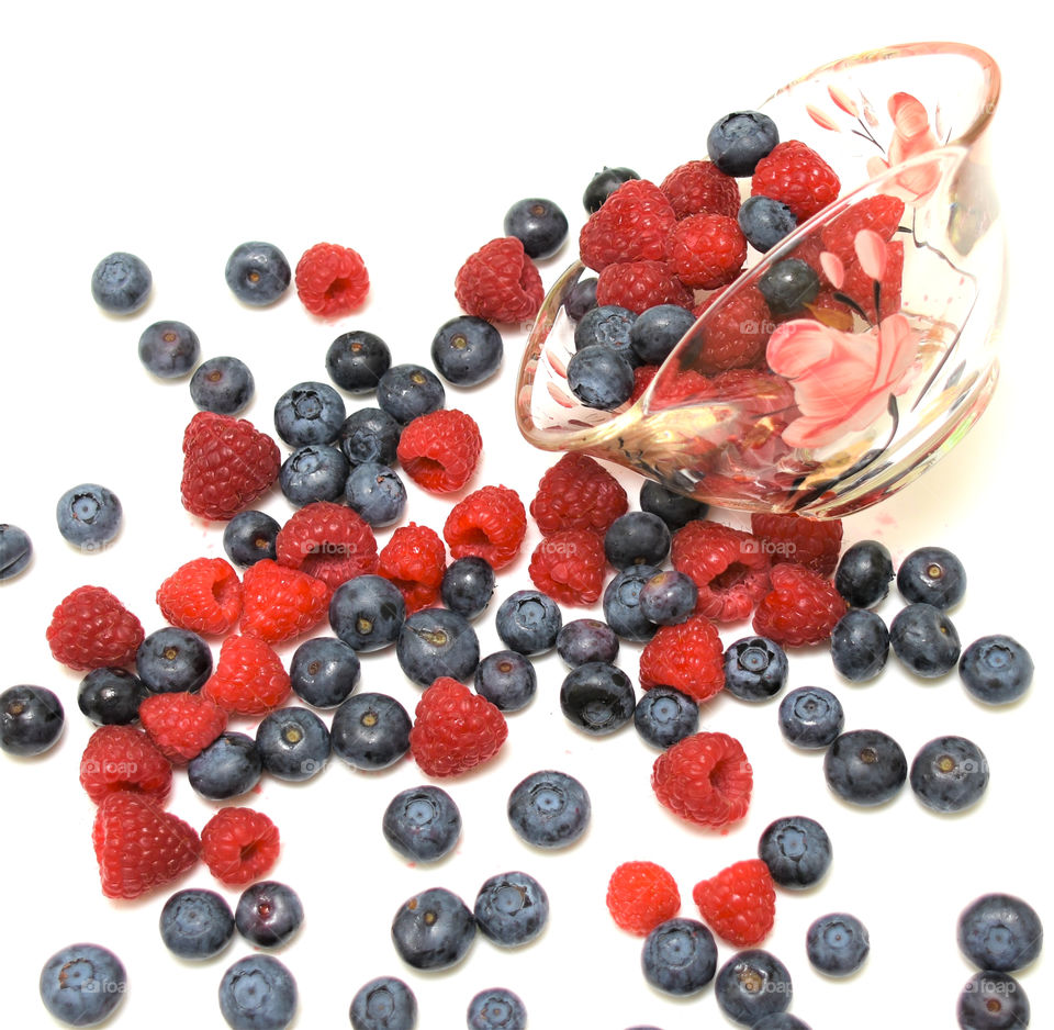 Blueberries and raspberries 