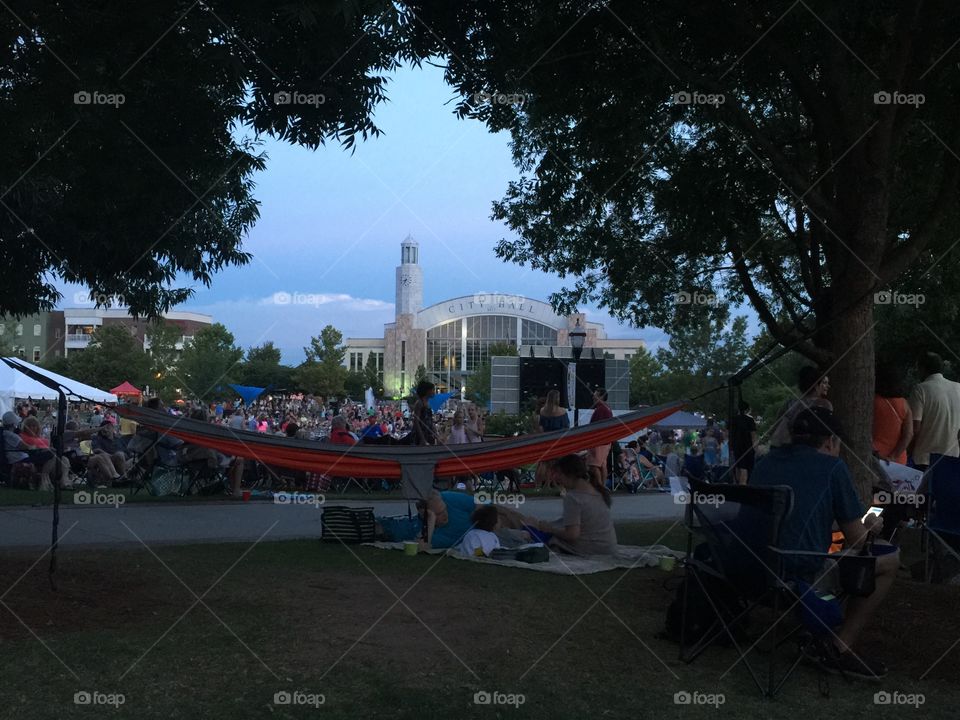 Tourists at city hall in Suwanee, Georgia
