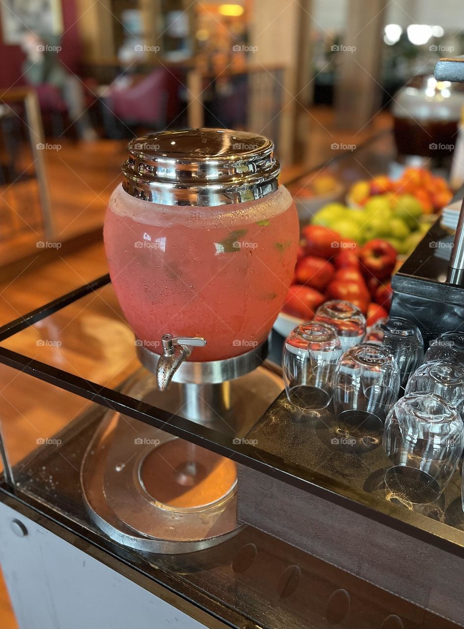 Pink cocktail in the big jar 