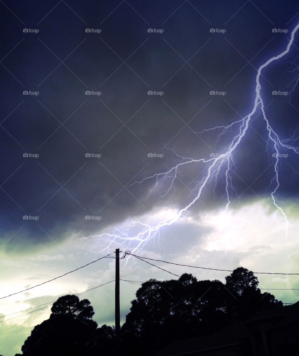 Scenic view of lightning at night