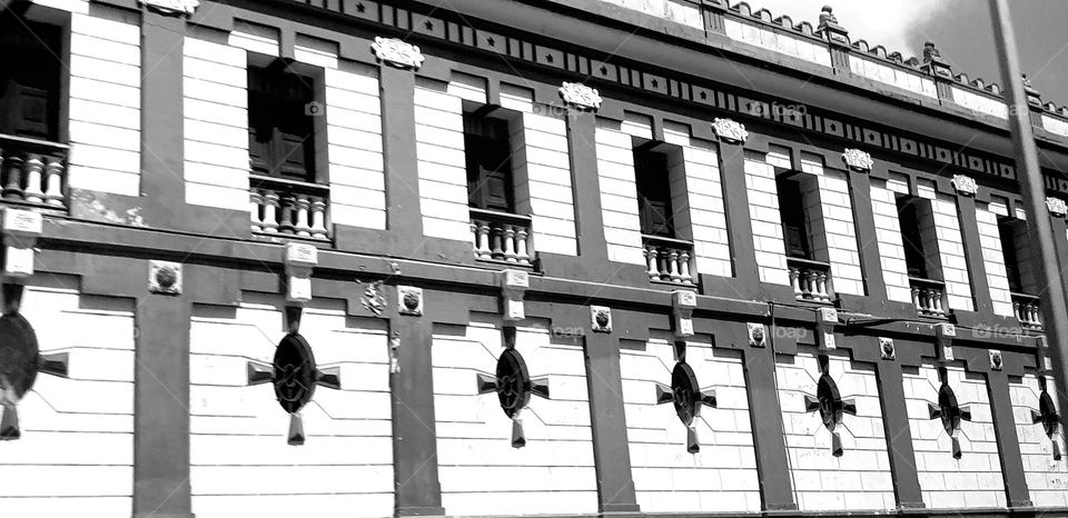 external structure of the Bolivar Barracks in Maracay.  architecture and design