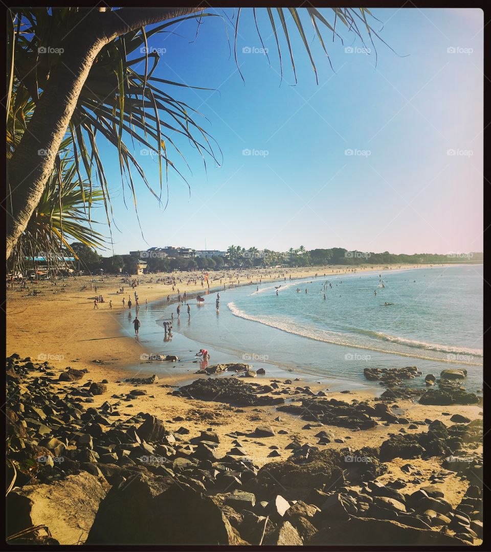 Noosa beach at low tide 