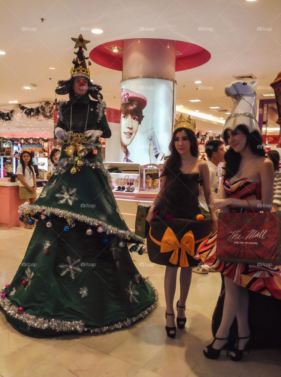 Bangkok, Thailand - December 31, 2013 :Merry Christmas mascots in