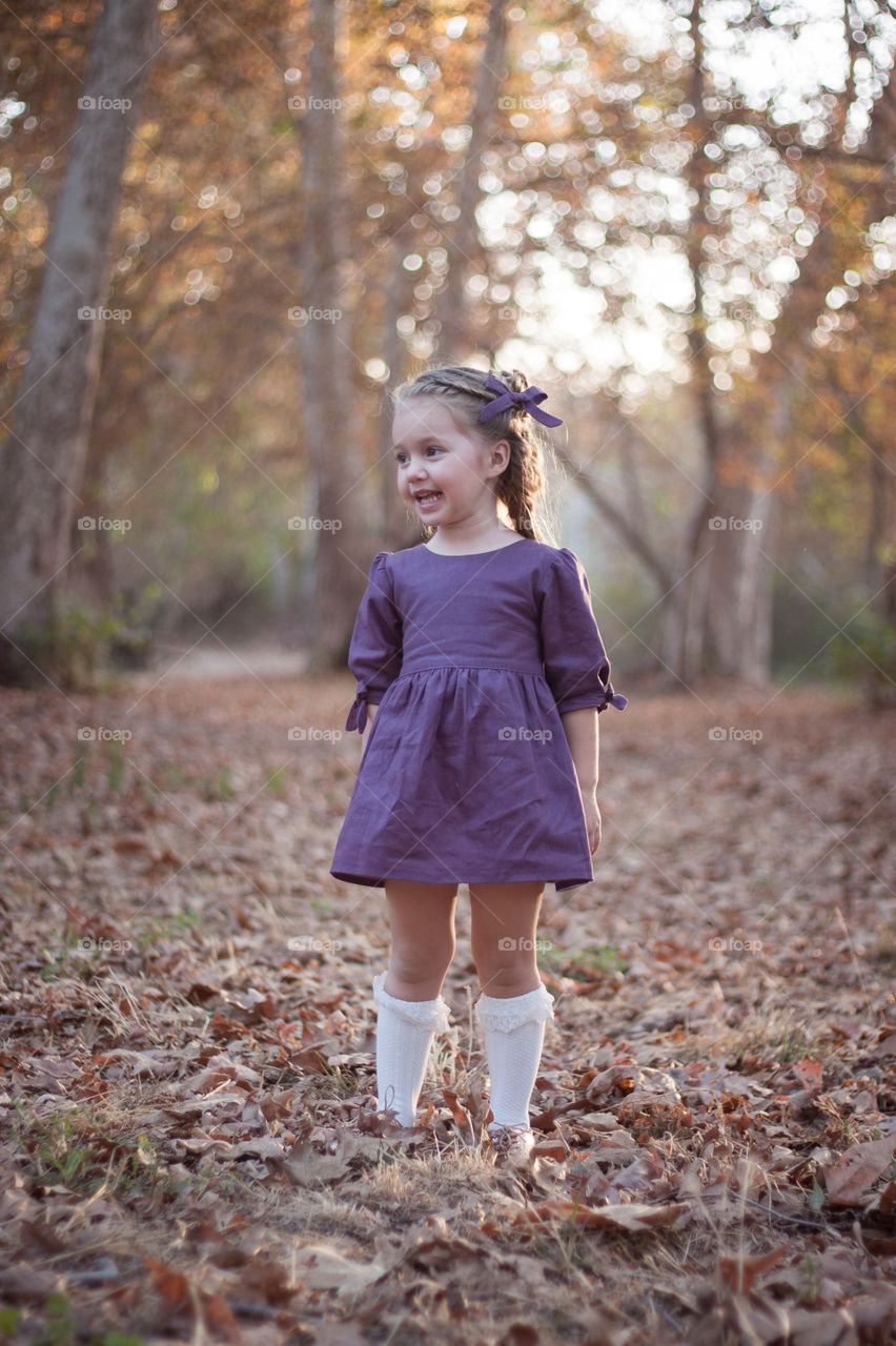 Happy autumn . Happy child at the park in fall 