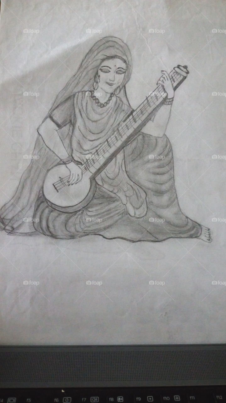 Hand made sketch of Meera Bai by my younger sister.