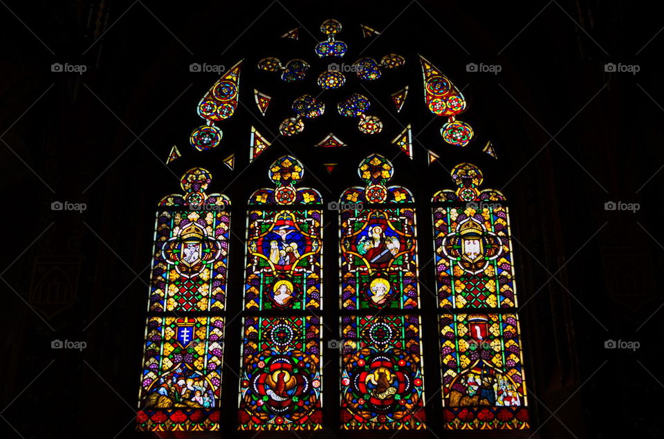 Stained glass in catholic church