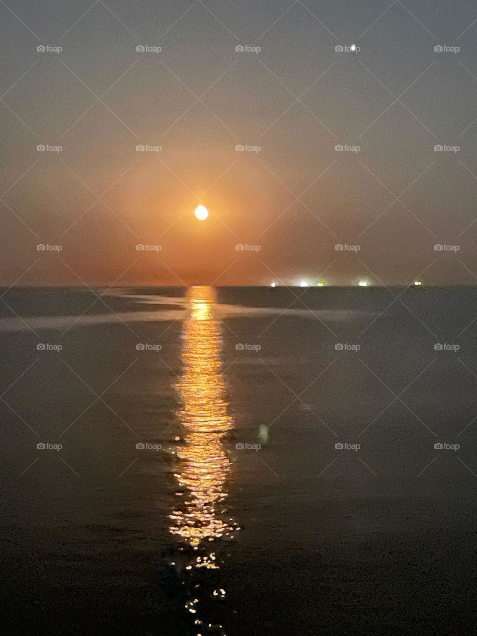 Big moon reflecting in the Black Sea