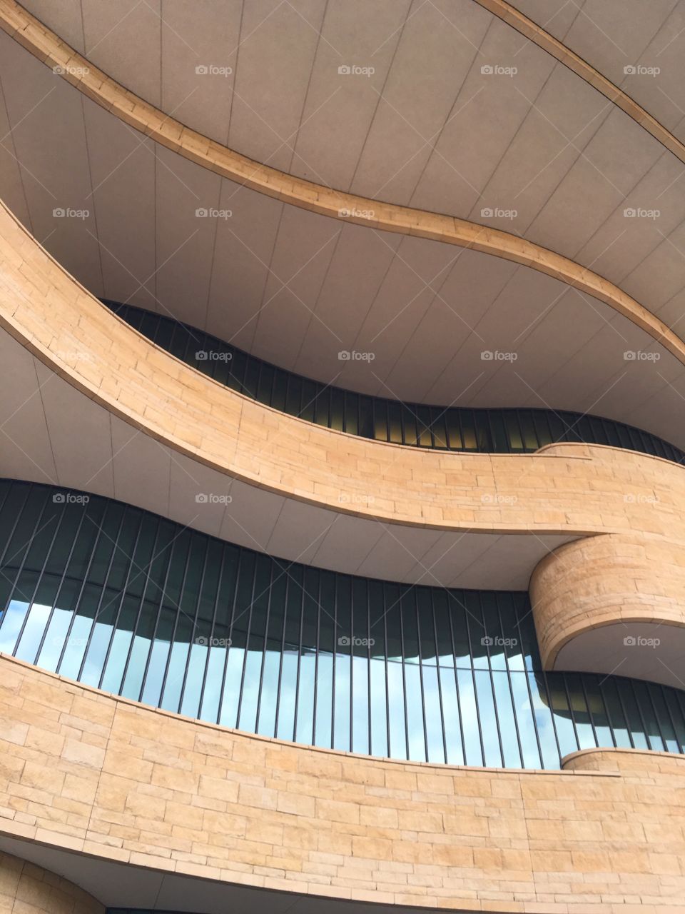 View of the fantastic exterior architecture of the National Museum of the American Indian In Washington D. C.