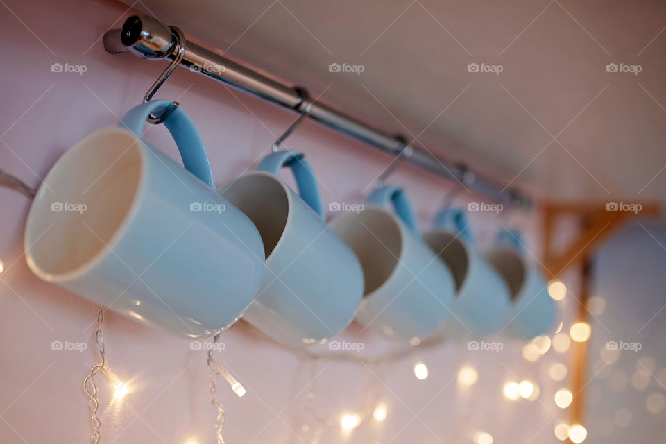 cup of coffee in a cozy festive Christmas atmosphere