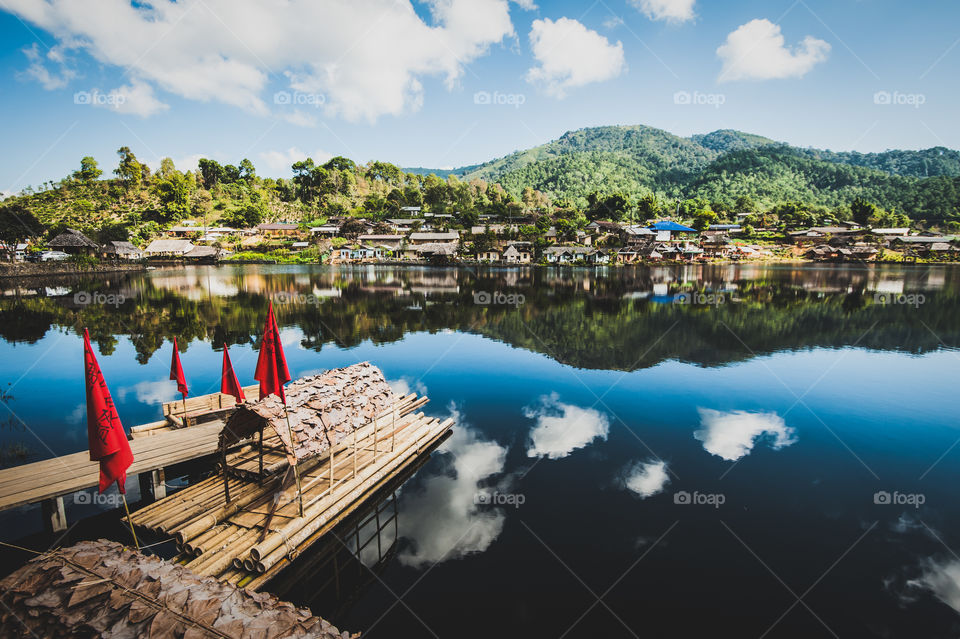 Lakeside village in the north of Thailand
